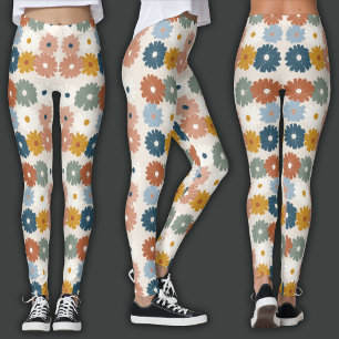 Retro Print Pastel Floral Leggings