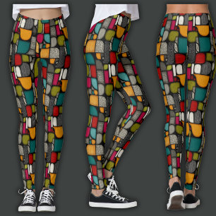Retro Print Stained Glass Leggings