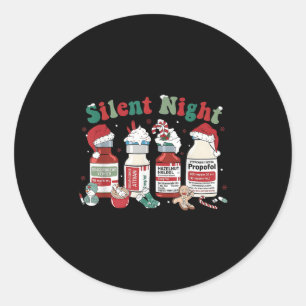Retro Profol Silent Night Icu Nurses Funny Merry C Classic Round Sticker