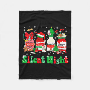 Retro Profol Silent Night Icu Nurses Funny Merry C Fleece Blanket