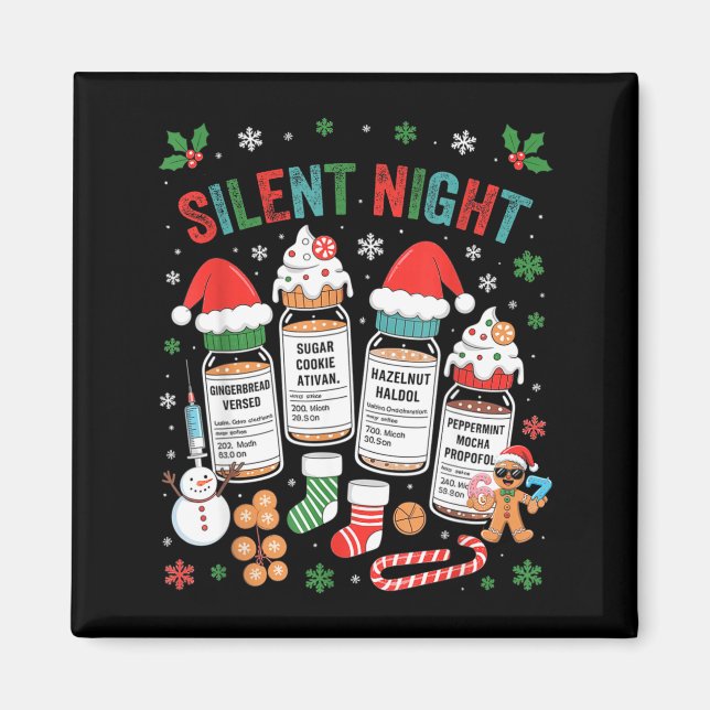 Retro Profol Silent Night Icu Nurses Funny Merry C Magnet (Front)