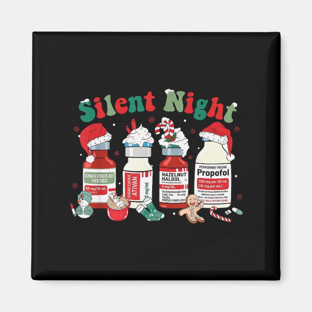 Retro Profol Silent Night Icu Nurses Funny Merry C Magnet (Front)