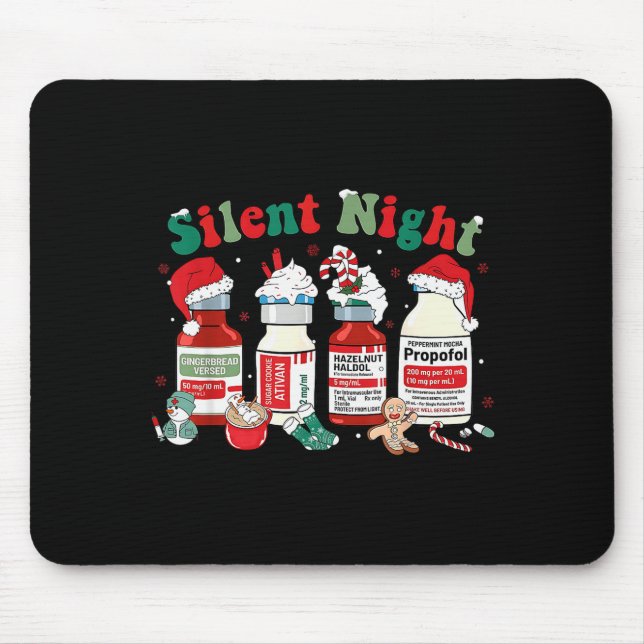 Retro Profol Silent Night Icu Nurses Funny Merry C Mouse Pad (Front)