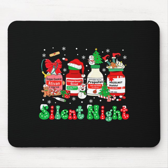 Retro Profol Silent Night Icu Nurses Funny Merry C Mouse Pad (Front)