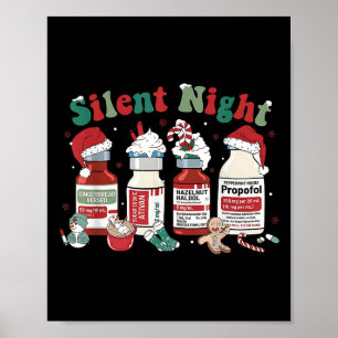 Retro Profol Silent Night Icu Nurses Funny Merry C Poster