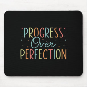 Retro Progress Over Perfection Motivational Quote  Mouse Pad
