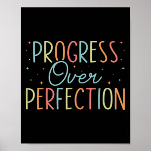 Retro Progress Over Perfection Motivational Quote Poster