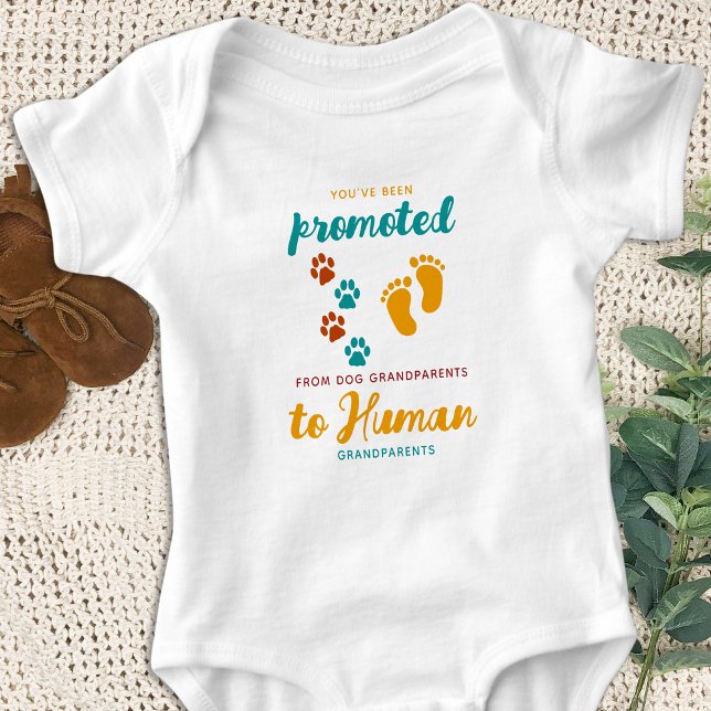 Retro Promoted Grandparents Dog Pregnancy Reveal Baby Bodysuit (Creator Uploaded)