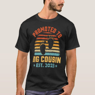 Retro Promoted To Big Cousin Est 2023 Pregnancy Re T-Shirt