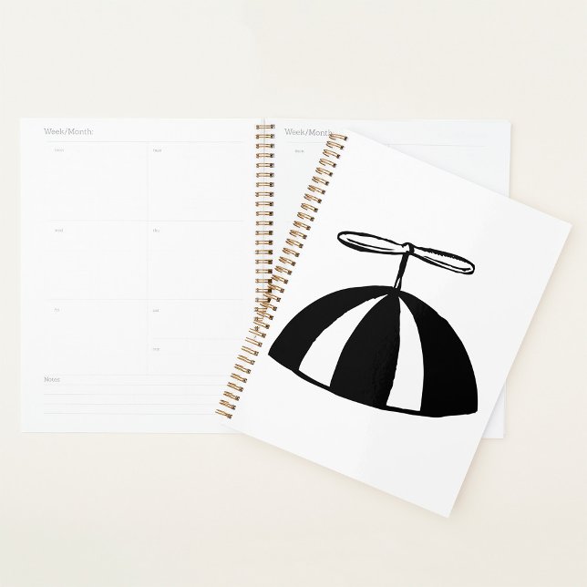 Retro Propeller Beanie Whimsical Black and White  Planner (Creator Uploaded)