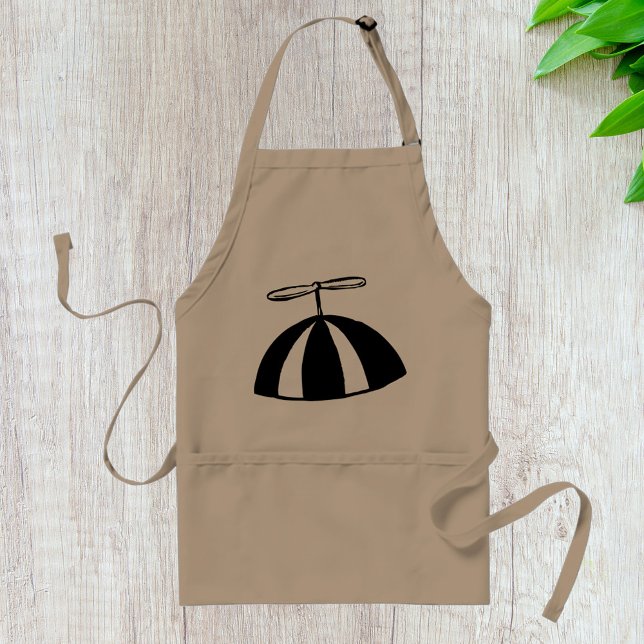 Retro Propeller Beanie Whimsical Black and White  Standard Apron (Creator Uploaded)