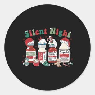 Retro Propofol Silent Night Icu Nurses Funny Merry Classic Round Sticker