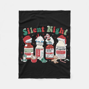 Retro Propofol Silent Night Icu Nurses Funny Merry Fleece Blanket