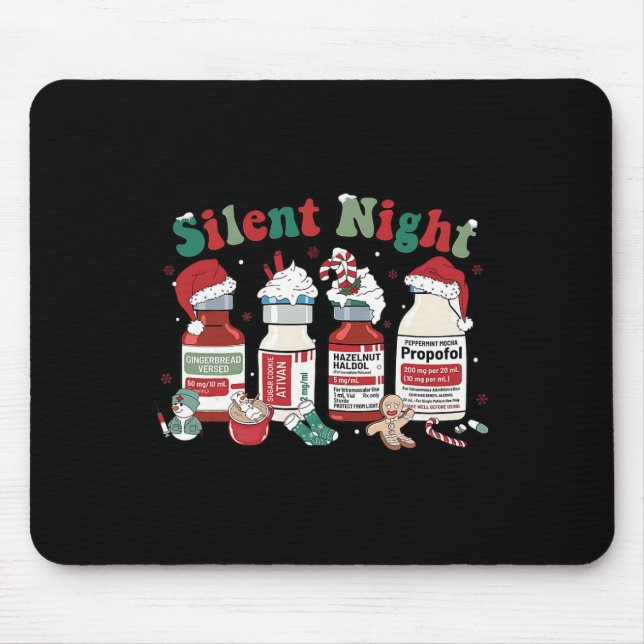 Retro Propofol Silent Night Icu Nurses Funny Merry Mouse Pad (Front)