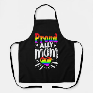 Retro Proud Ally Mum Rainbow Heart LGBT Gay Pride Apron