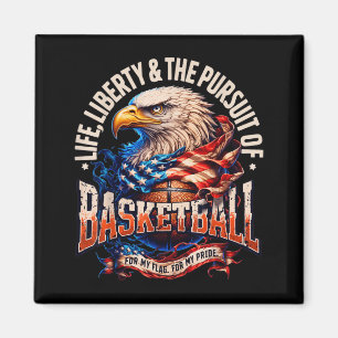 Retro Proud Basketball Eagle American Flag Magnet