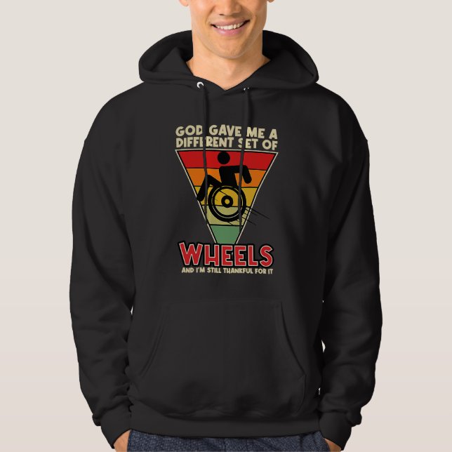 Retro Proud Wheelchair Quote Religious Amputee Say Hoodie (Front)