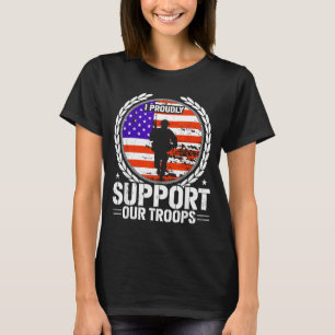 Retro Proudly Support Troops Patriotic Military T-Shirt