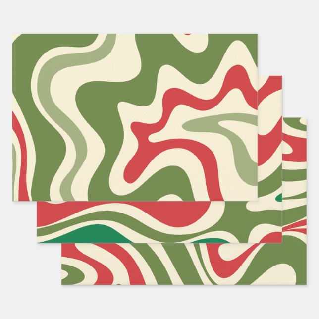 Retro Psychedelic 60s 70s Groovy Christmas Wrapping Paper Sheet (Set)