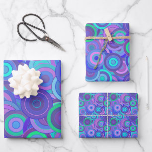 Retro Psychedelic 60s Circle Pattern Fun Colourful Wrapping Paper Sheet