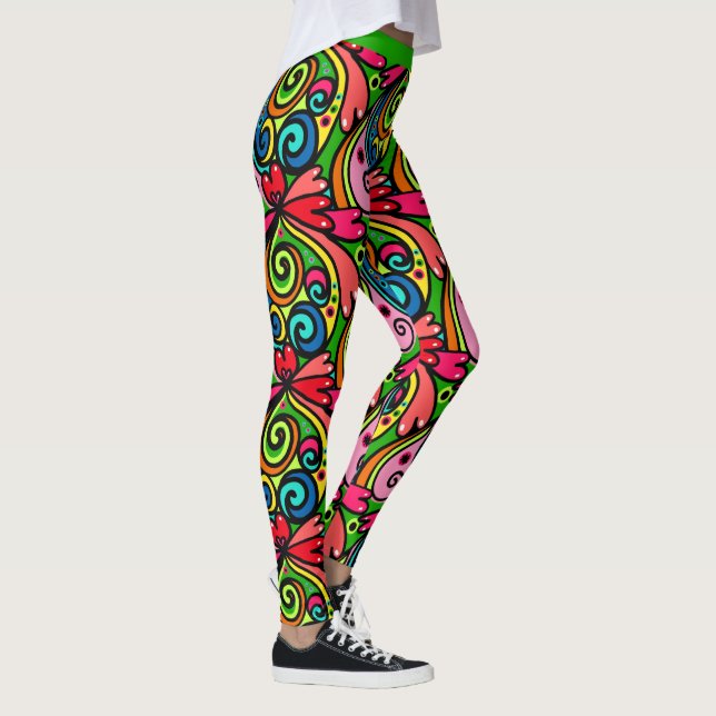 Retro Psychedelic 60s Pattern Colourful Leggings (Right)