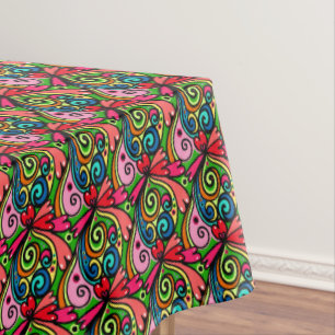 Retro Psychedelic 60s Pattern Rectangle Tablecloth