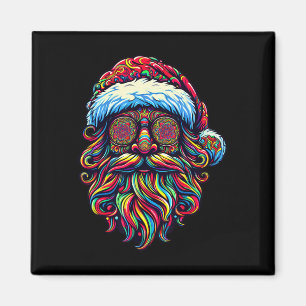 Retro Psychedelic Christmas Santa Claus Magnet