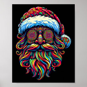 Retro Psychedelic Christmas Santa Claus Poster