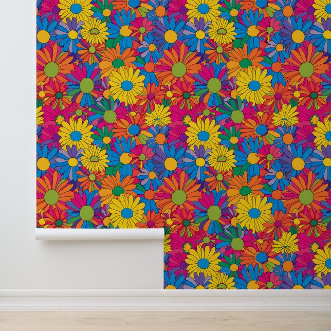Retro Psychedelic Flower Power Wallpaper (Application)