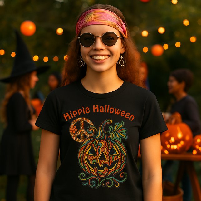 Retro Psychedelic Hippie Halloween Jack o' Lantern T-Shirt (Creator Uploaded)