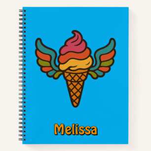 Retro Psychedelic Ice Cream Cone With Wings Notebook