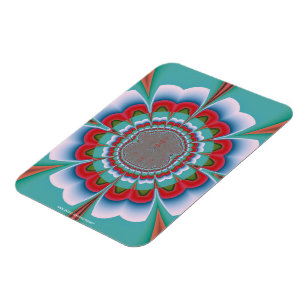 Retro Psychedelic Mandala Bloom Abstract Art Magnet
