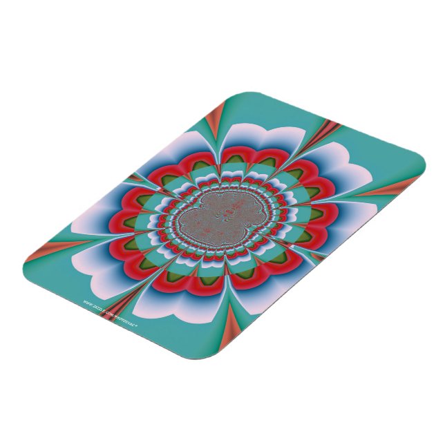 Retro Psychedelic Mandala Bloom Abstract Art Magnet (Left Side)