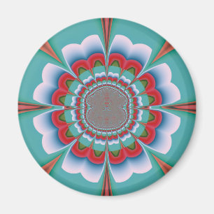 Retro Psychedelic Mandala Bloom Abstract Art Magnet