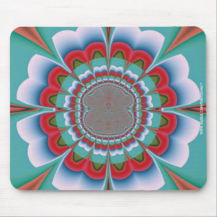 Retro Psychedelic Mandala Bloom Abstract Art Mouse Pad