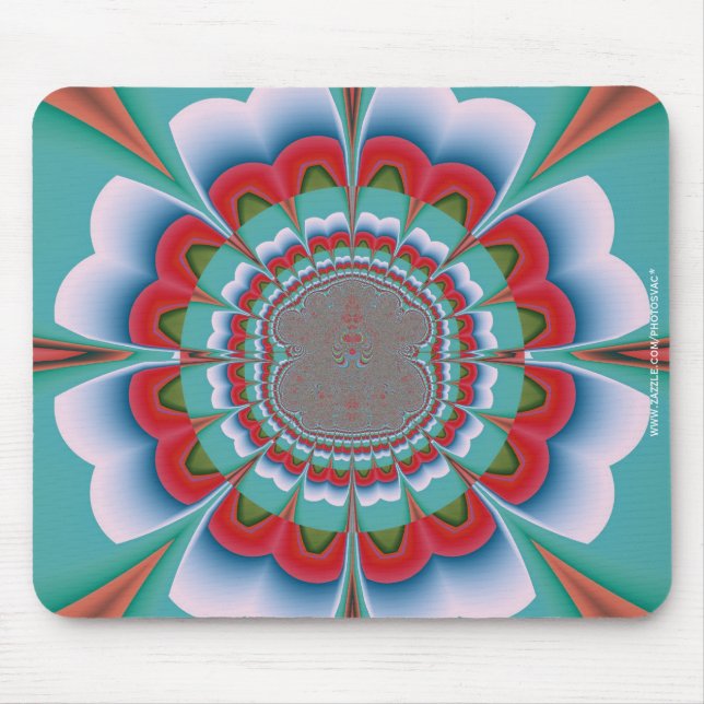 Retro Psychedelic Mandala Bloom Abstract Art Mouse Pad (Front)
