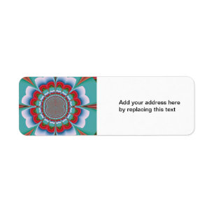 Retro Psychedelic Mandala Bloom Abstract Art Return Address Label