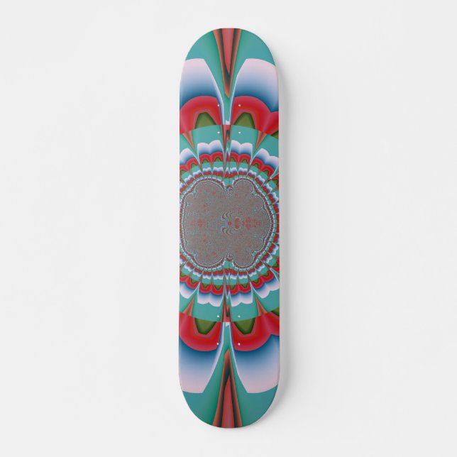 Retro Psychedelic Mandala Bloom Abstract Art Skateboard (Front)