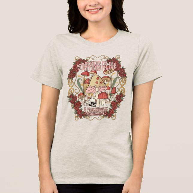 Retro Psychedelic Mushroom Tri-Blend Shirt (Front)