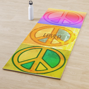 Retro Psychedelic Peace Signs Unisex Yoga Mat