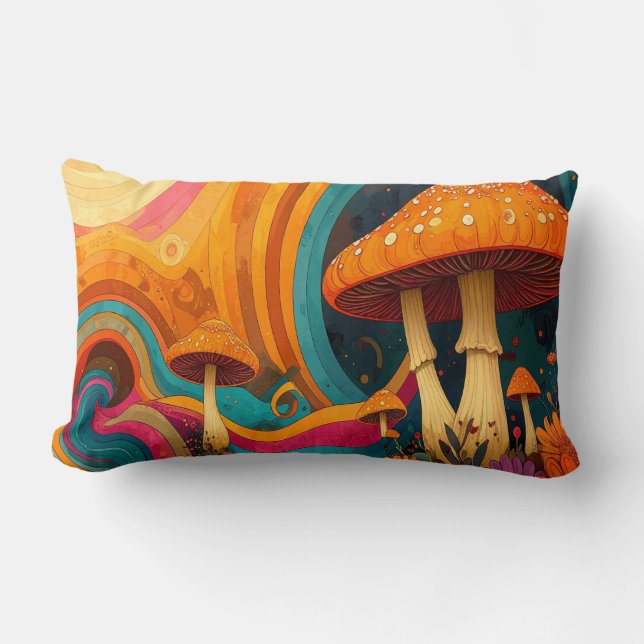 Retro Psychedelic Swirls Throw Cushion  (Front)