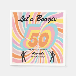 Retro Psycho Boogie Colorful Men's 50th birthday Napkin