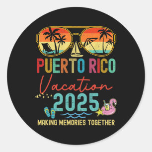 Retro Puerto Rico Vacation 2025 Memories Matching  Classic Round Sticker