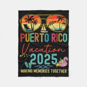 Retro Puerto Rico Vacation 2025 Memories Matching  Fleece Blanket