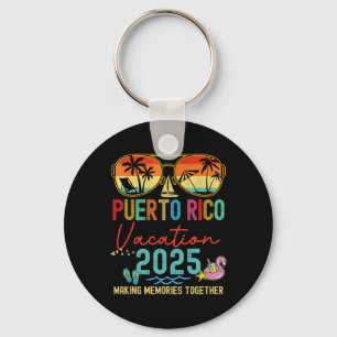 Retro Puerto Rico Vacation 2025 Memories Matching  Key Ring