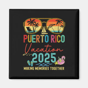 Retro Puerto Rico Vacation 2025 Memories Matching Magnet