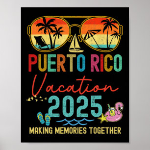 Retro Puerto Rico Vacation 2025 Memories Matching  Poster