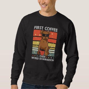 Retro Pug Dog Coffee Sunglasses Breed Pugs Vintag Sweatshirt