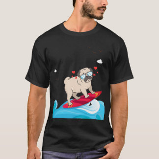 Retro Pug Dog Lovers Beach Bum Surfboard product T-Shirt