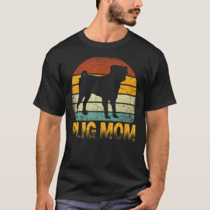 Retro Pug Mum  Doxie Dog Owner Mother Pet Mama T-Shirt